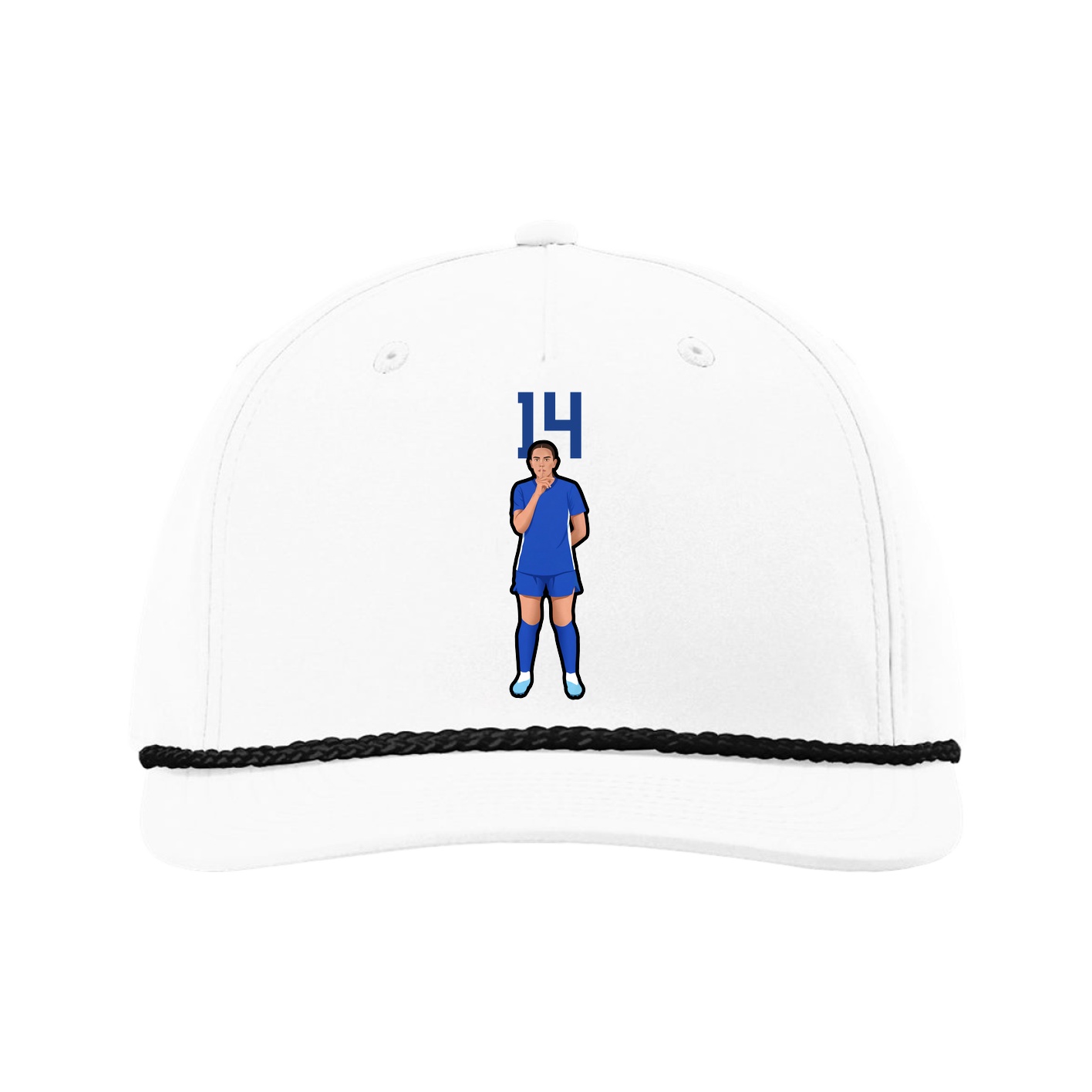 Five-Panel Classic Rope Cap — Number Top in White