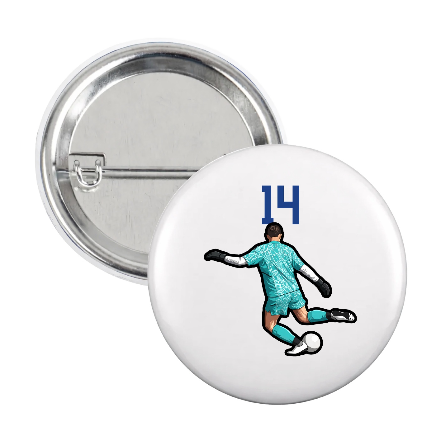Game Day Button — Number Top in White