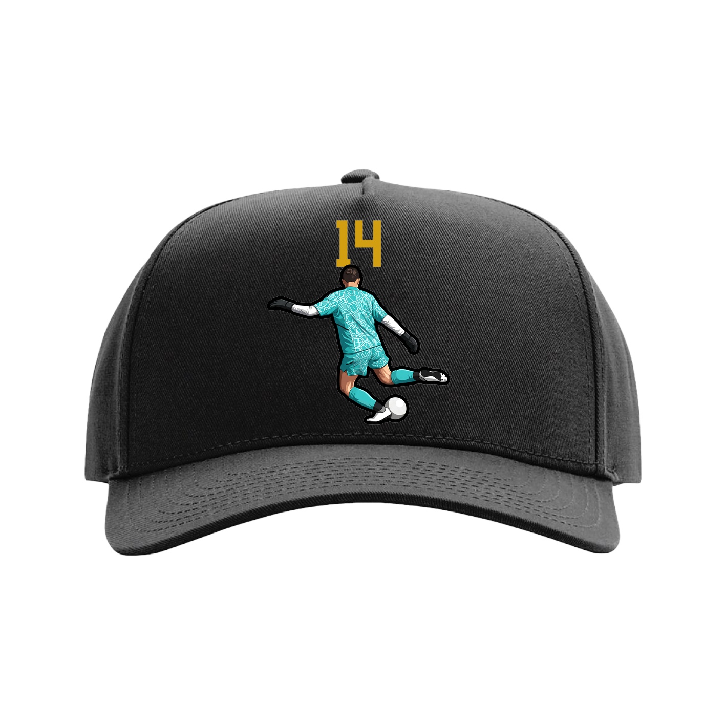 Full Fabric Five-Panel Champ Cap — Number Top in Black