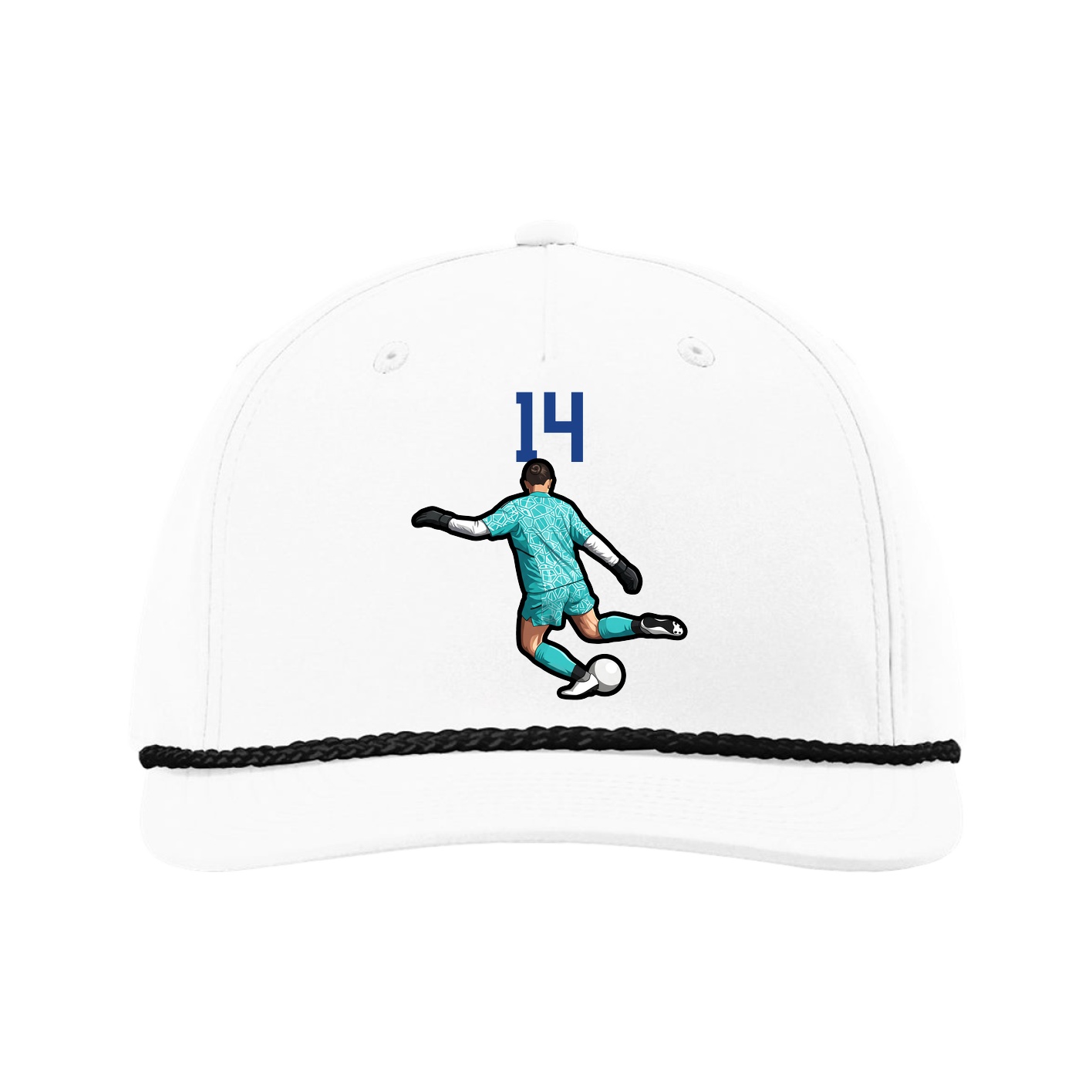 Five-Panel Classic Rope Cap — Number Top in White