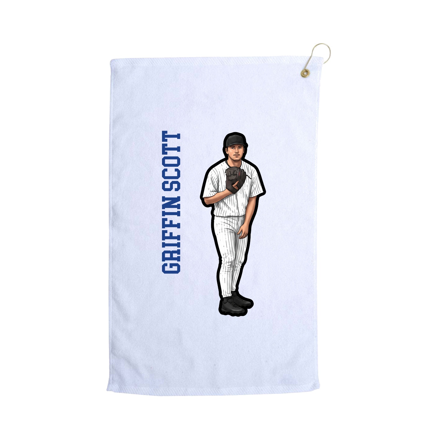 Golf Towel — Name Vertical in White