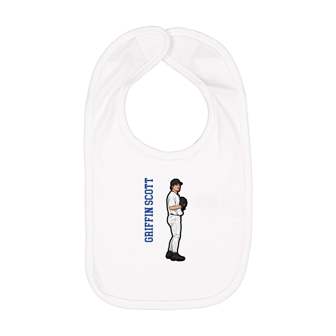 Infant Bib — Name Vertical in White