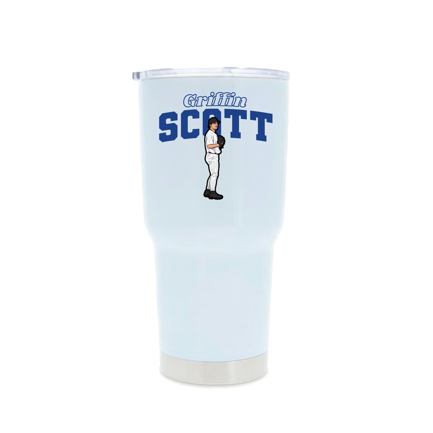 30oz Stainless Steel Tumbler — Name Arch in White