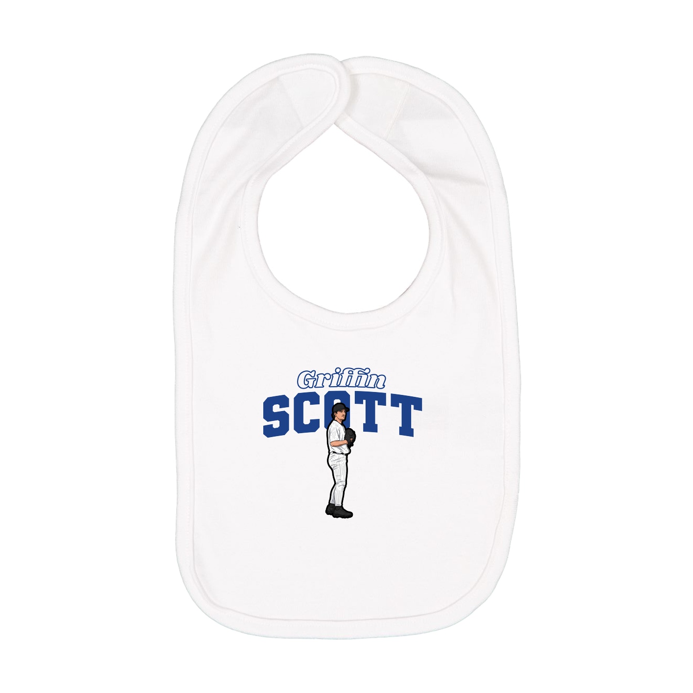 Infant Bib — Name Arch in White