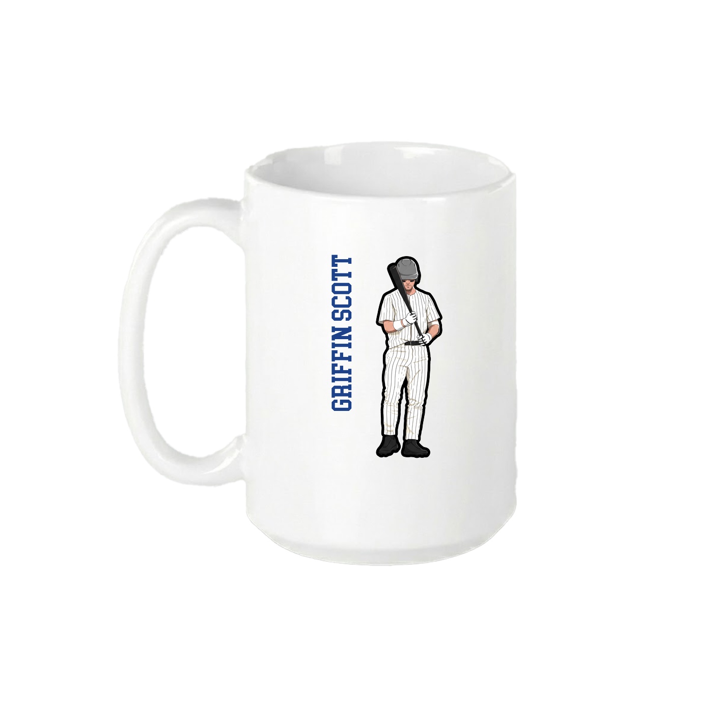 15oz Coffee Mug — Name Vertical in White