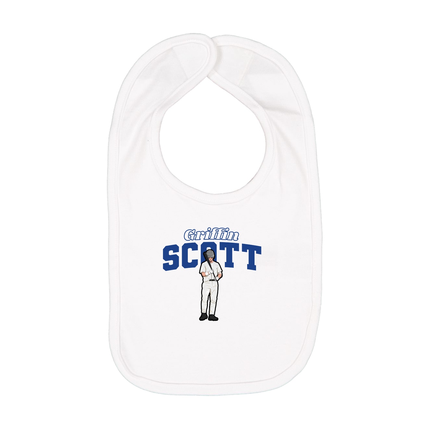 Infant Bib — Name Arch in White