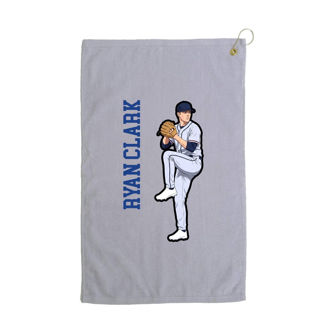 Golf Towel — Name Vertical in Grey