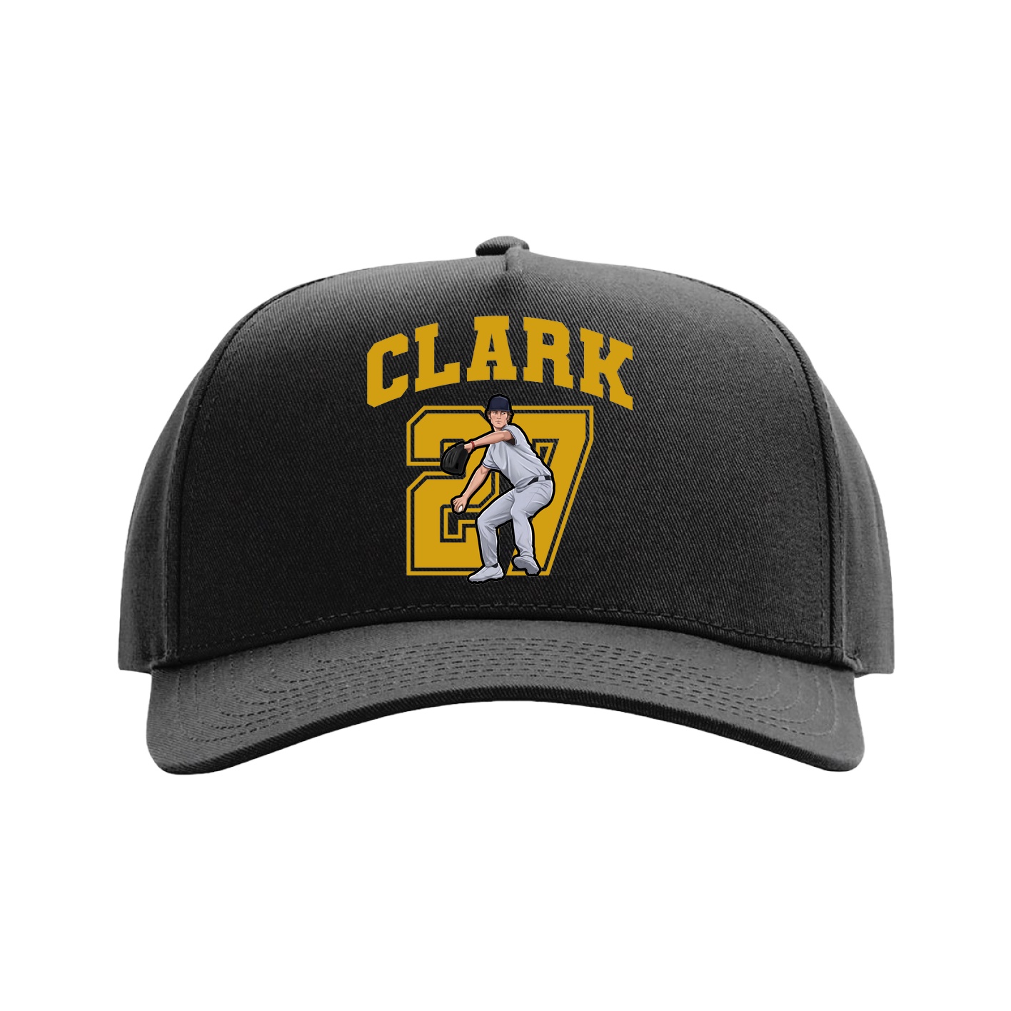 Full Fabric Five-Panel Champ Cap — Number in Black
