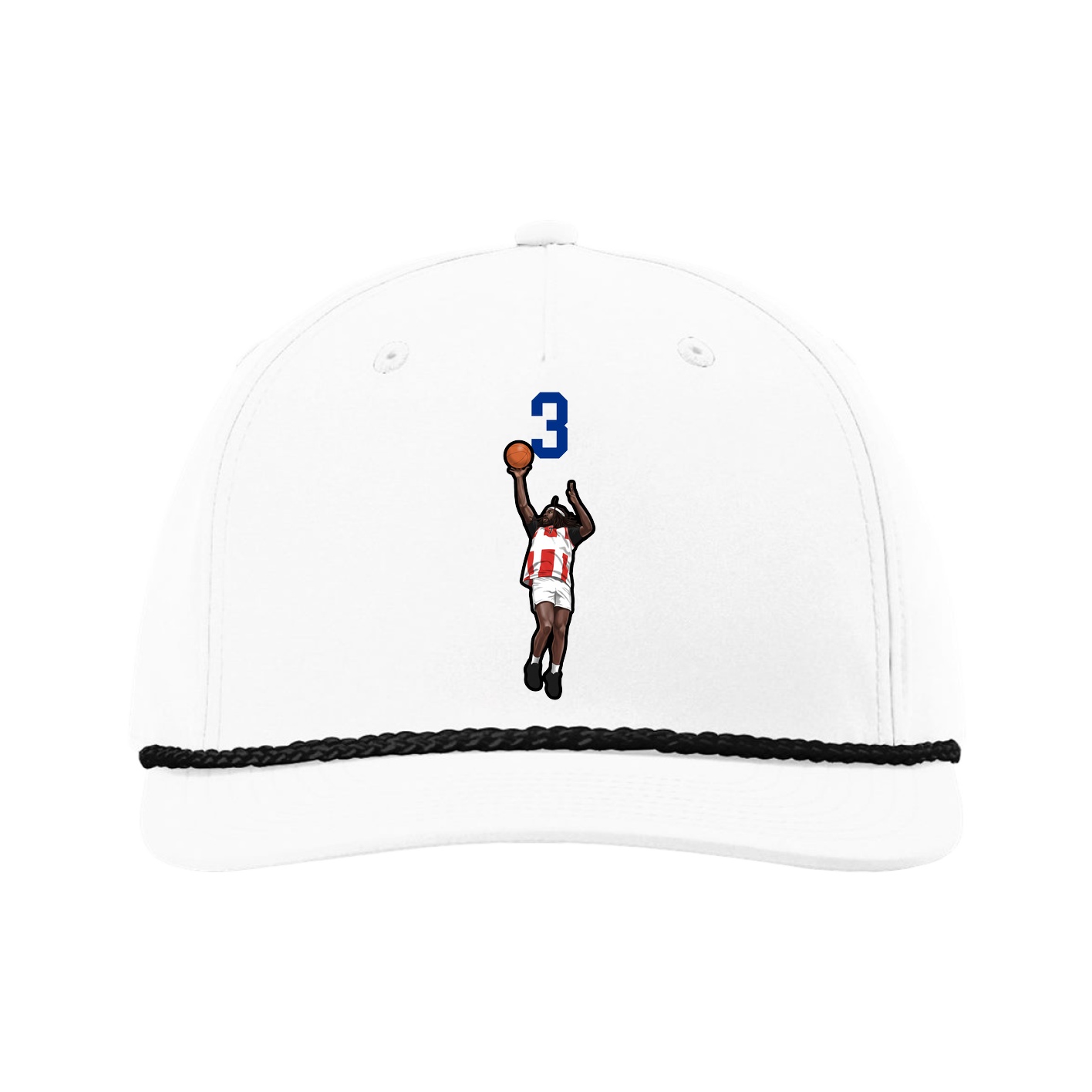 Five-Panel Classic Rope Cap — Number Top in White