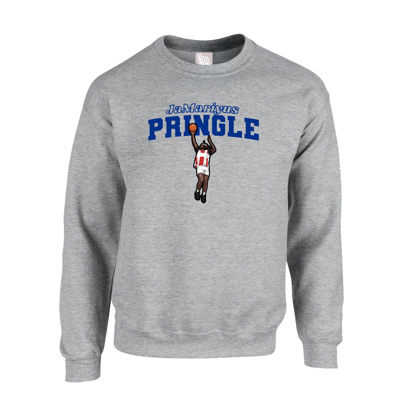 Fleece Crew — Name Arch in Grey