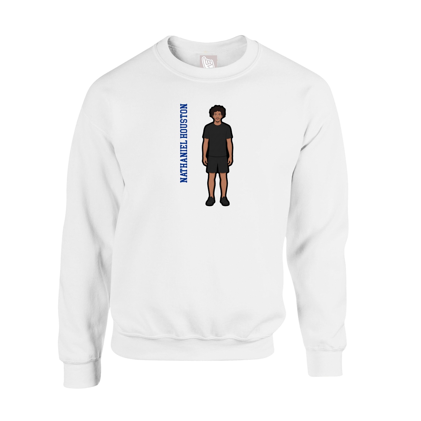 Fleece Crew — Name Vertical in White