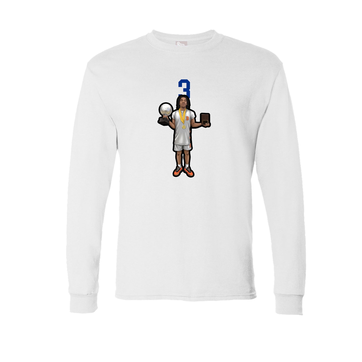 Long Sleeve Tee — Number Top in White