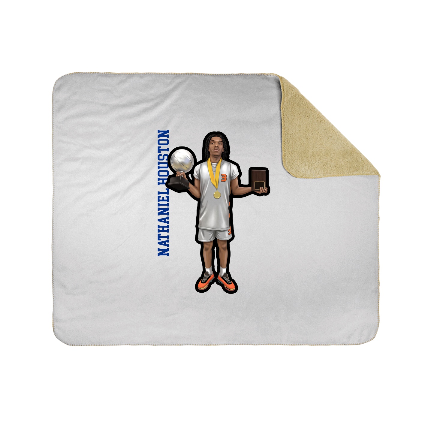 Throw Blanket — Name Vertical in White