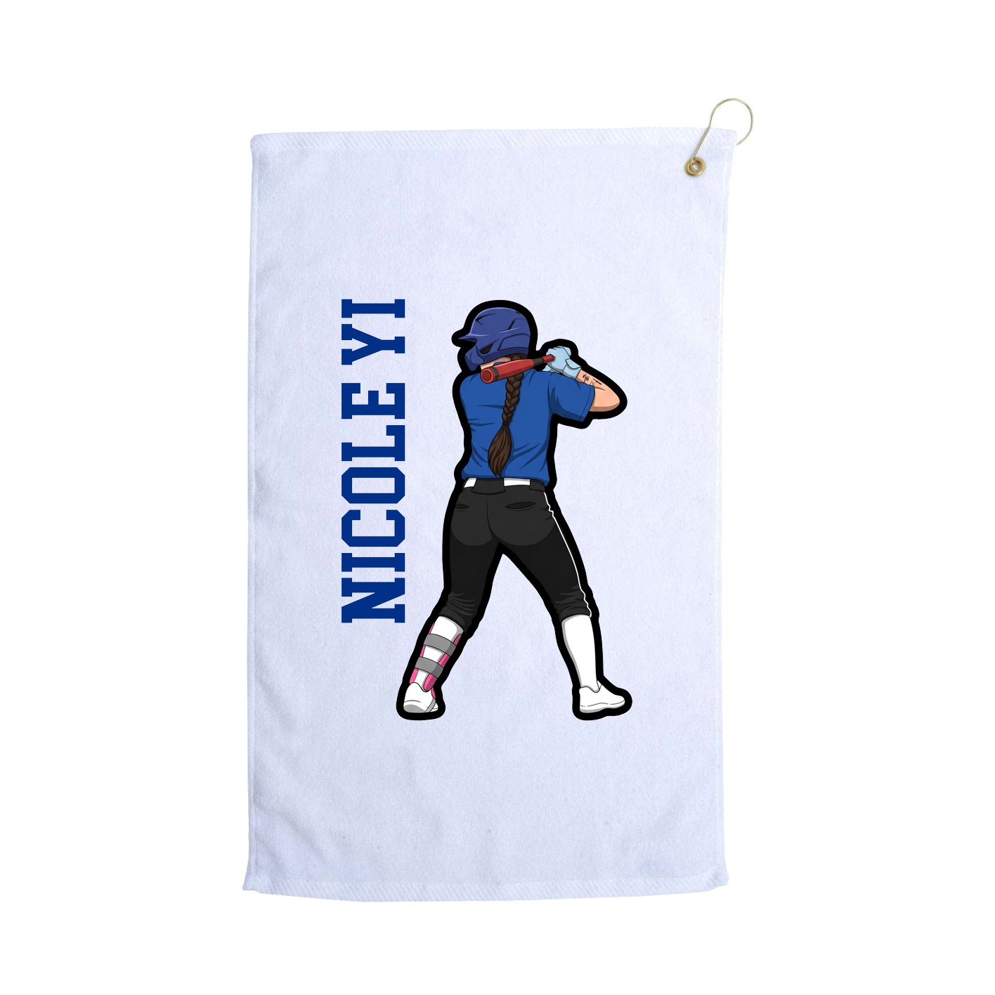 Golf Towel — Name Vertical in White