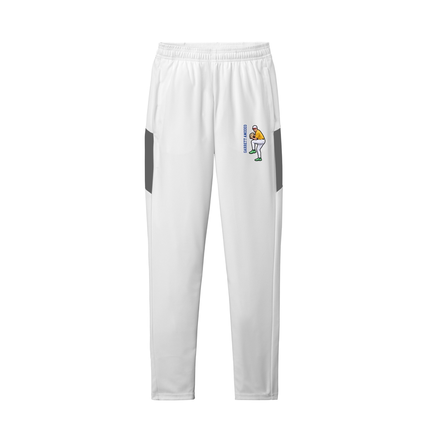 Team Travel Pant — Name Vertical in White/Grey