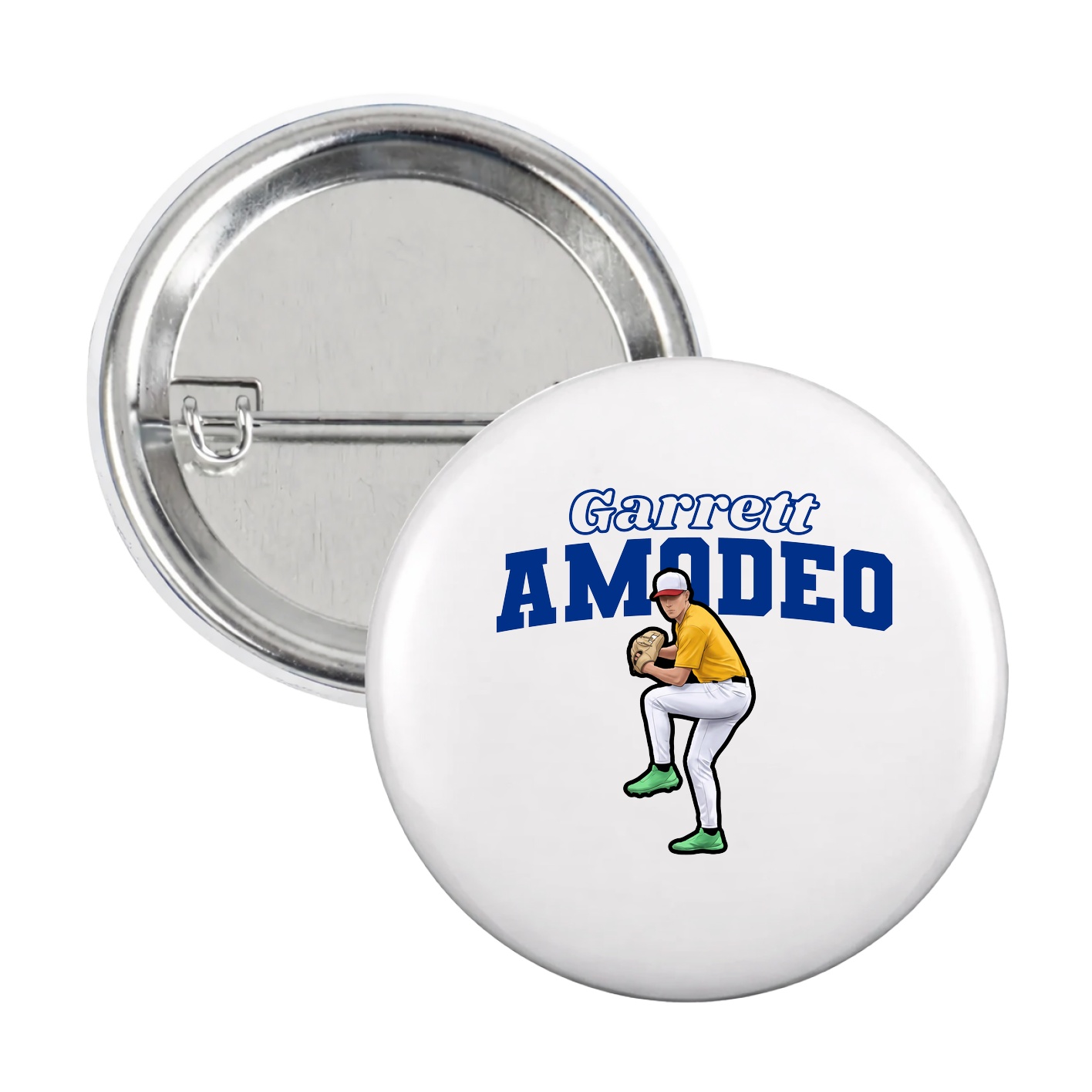 Game Day Button — Name Arch in White