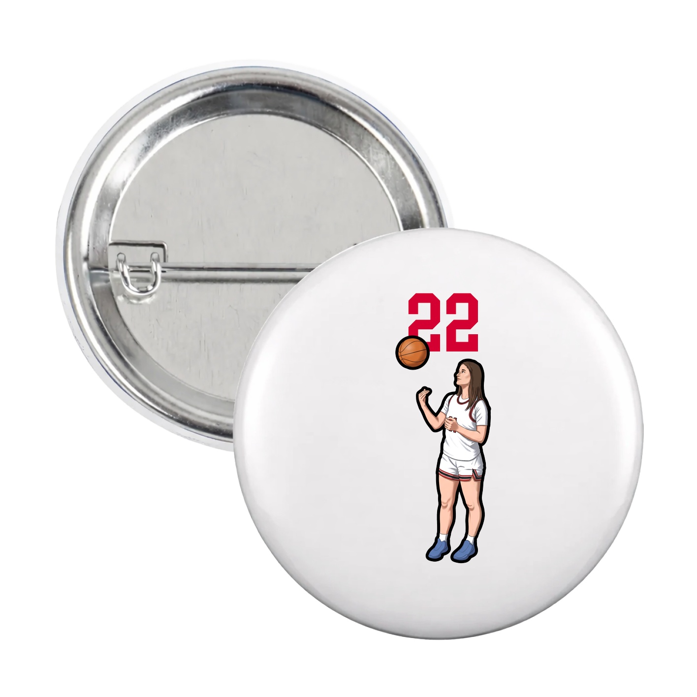 Game Day Button — Number Top in White