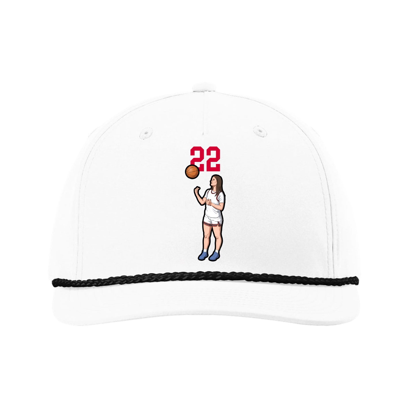 Five-Panel Classic Rope Cap — Number Top in White