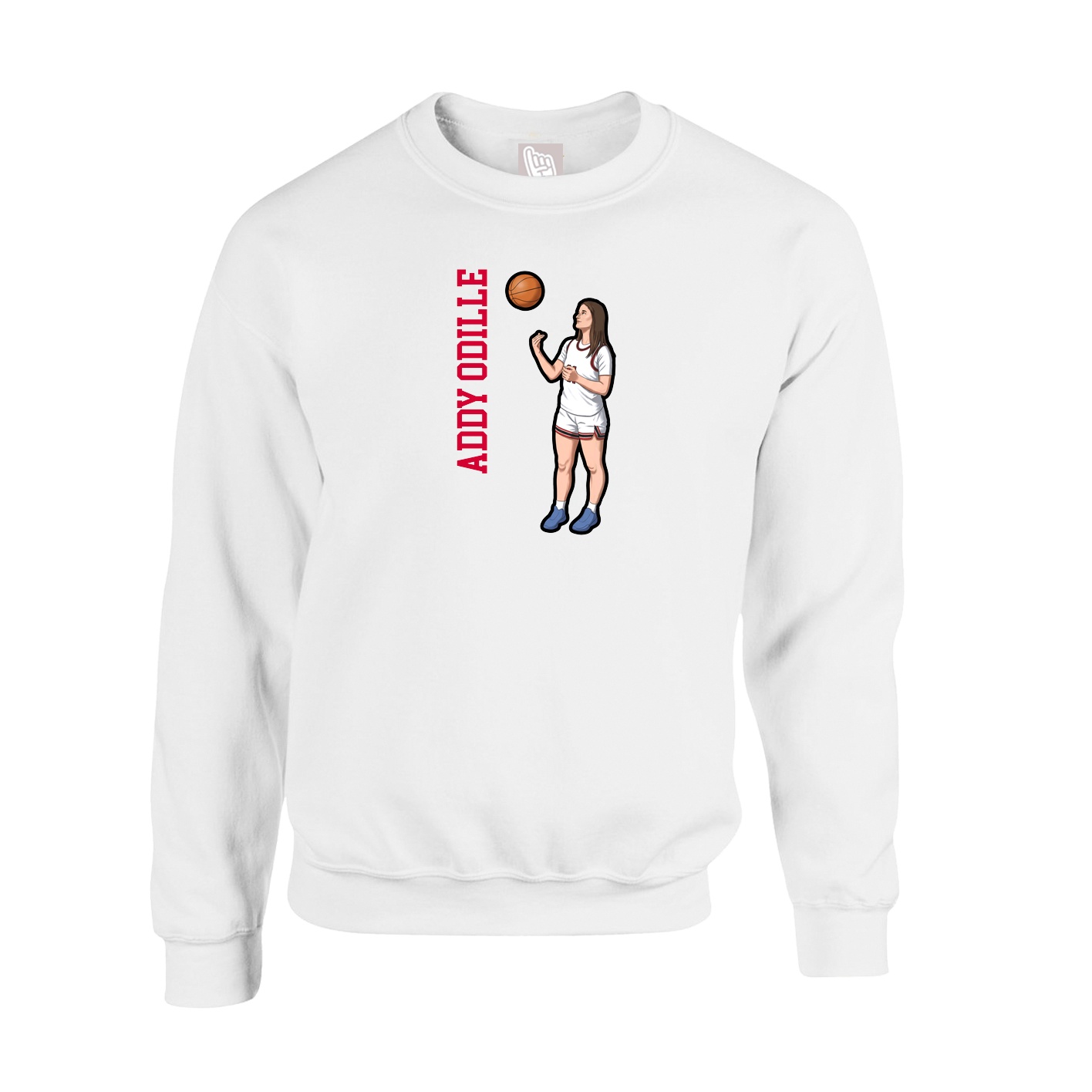 Fleece Crew — Name Vertical in White