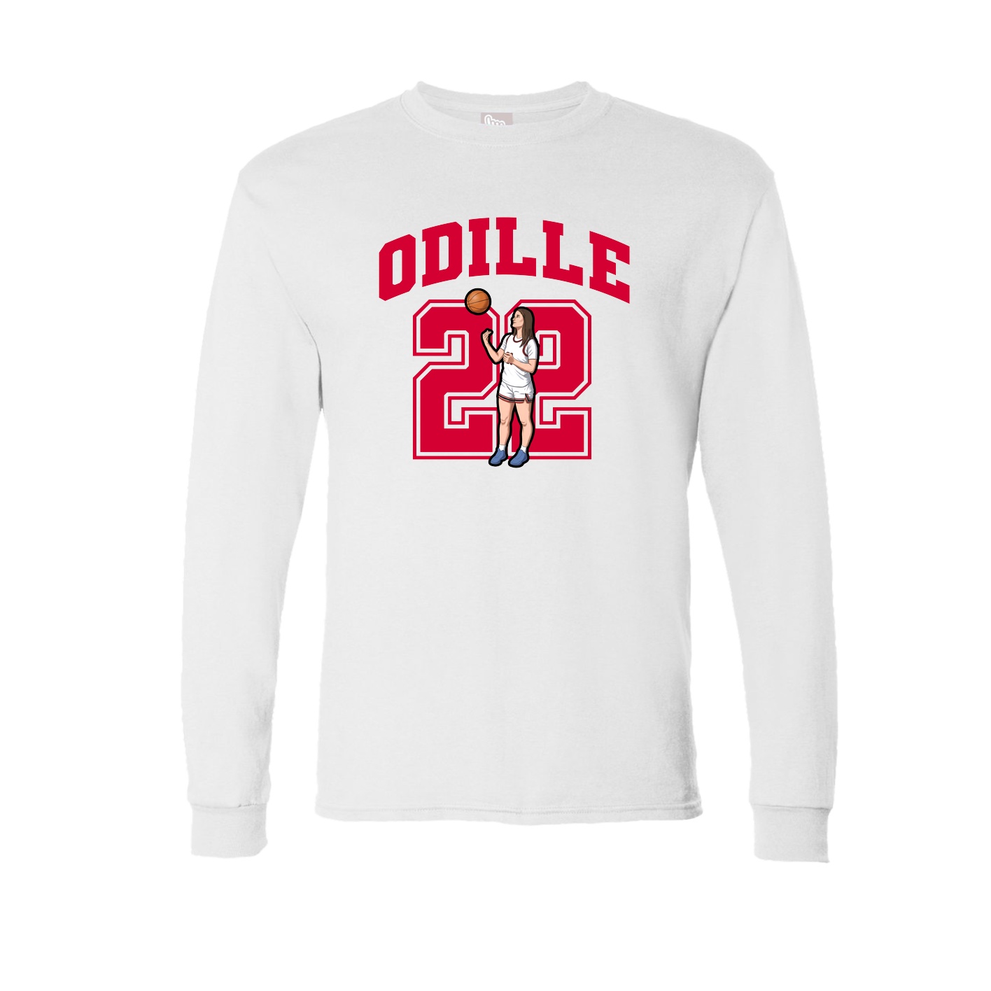 Long Sleeve Tee — Number in White