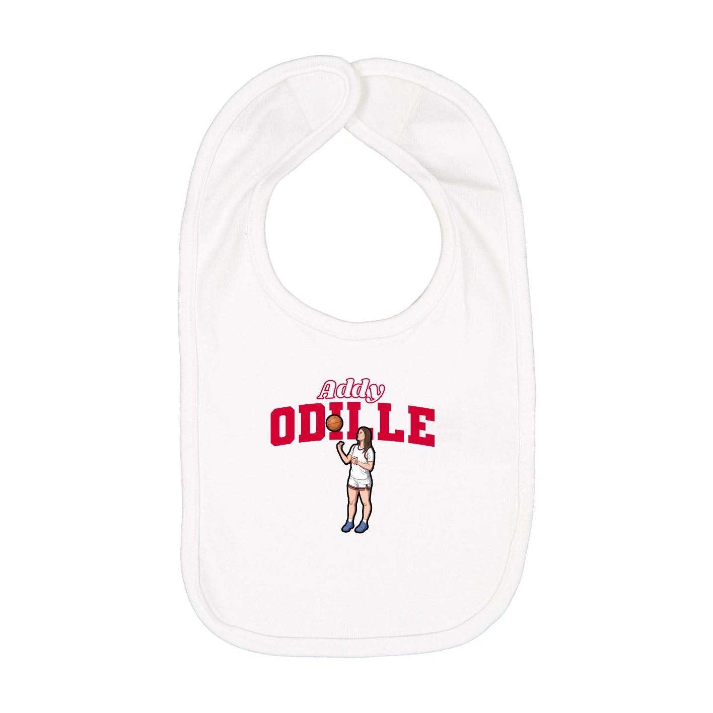 Infant Bib — Name Arch in White