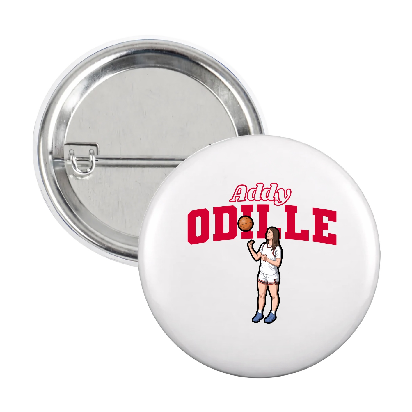 Game Day Button — Name Arch in White