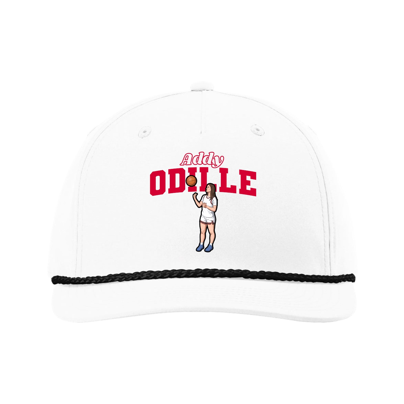 Five-Panel Classic Rope Cap — Name Arch in White