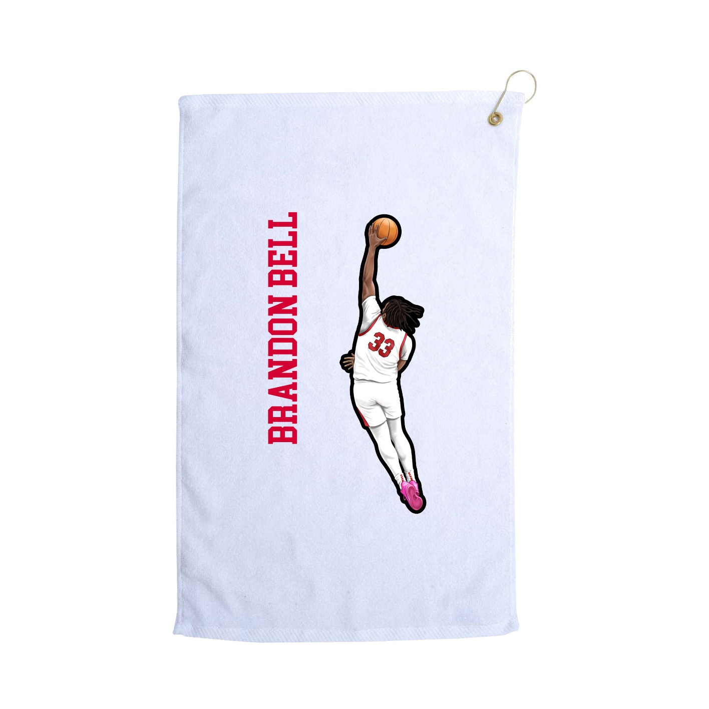 Golf Towel — Name Vertical in White