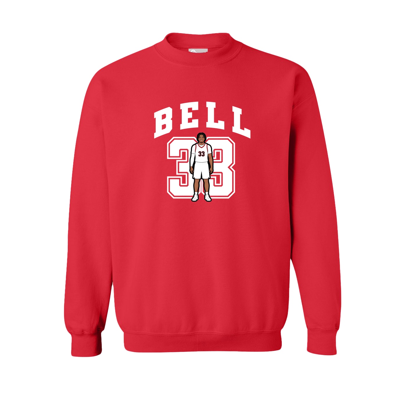 Fleece Crew — Number in Red
