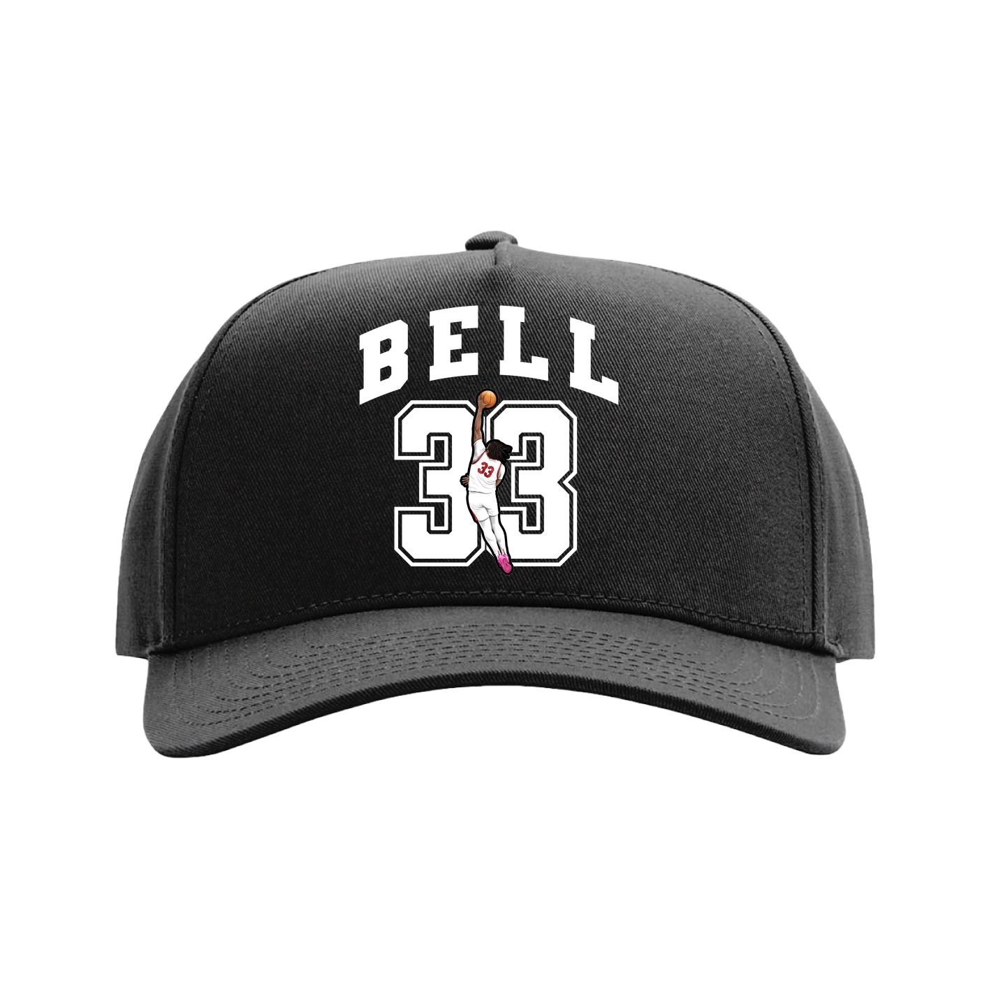 Full Fabric Five-Panel Champ Cap — Number in Black