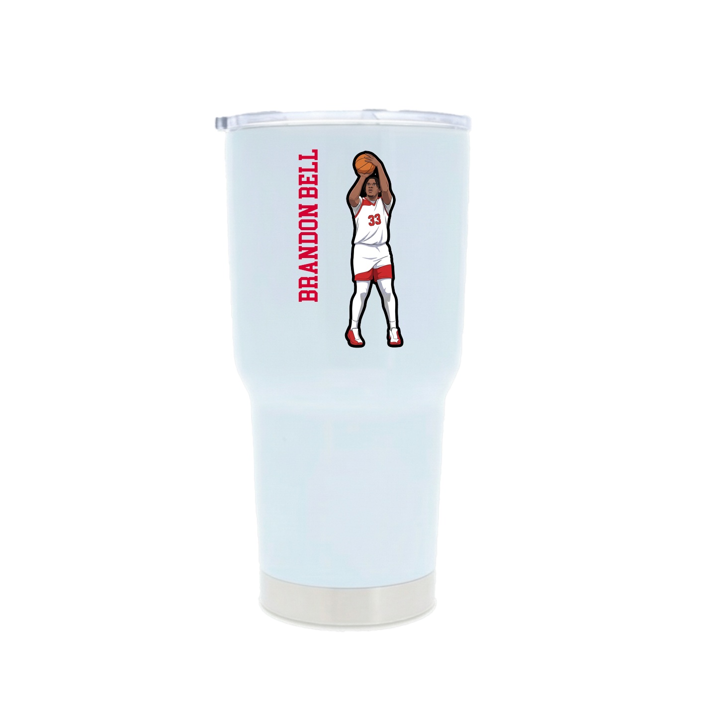 30oz Stainless Steel Tumbler — Name Vertical in White
