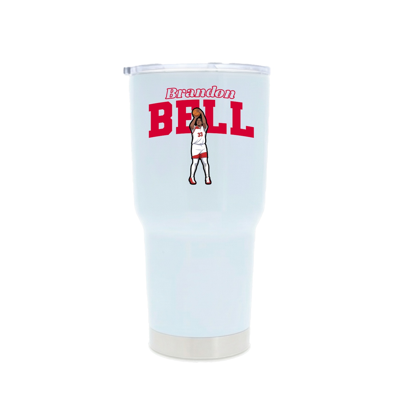 30oz Stainless Steel Tumbler — Name Arch in White
