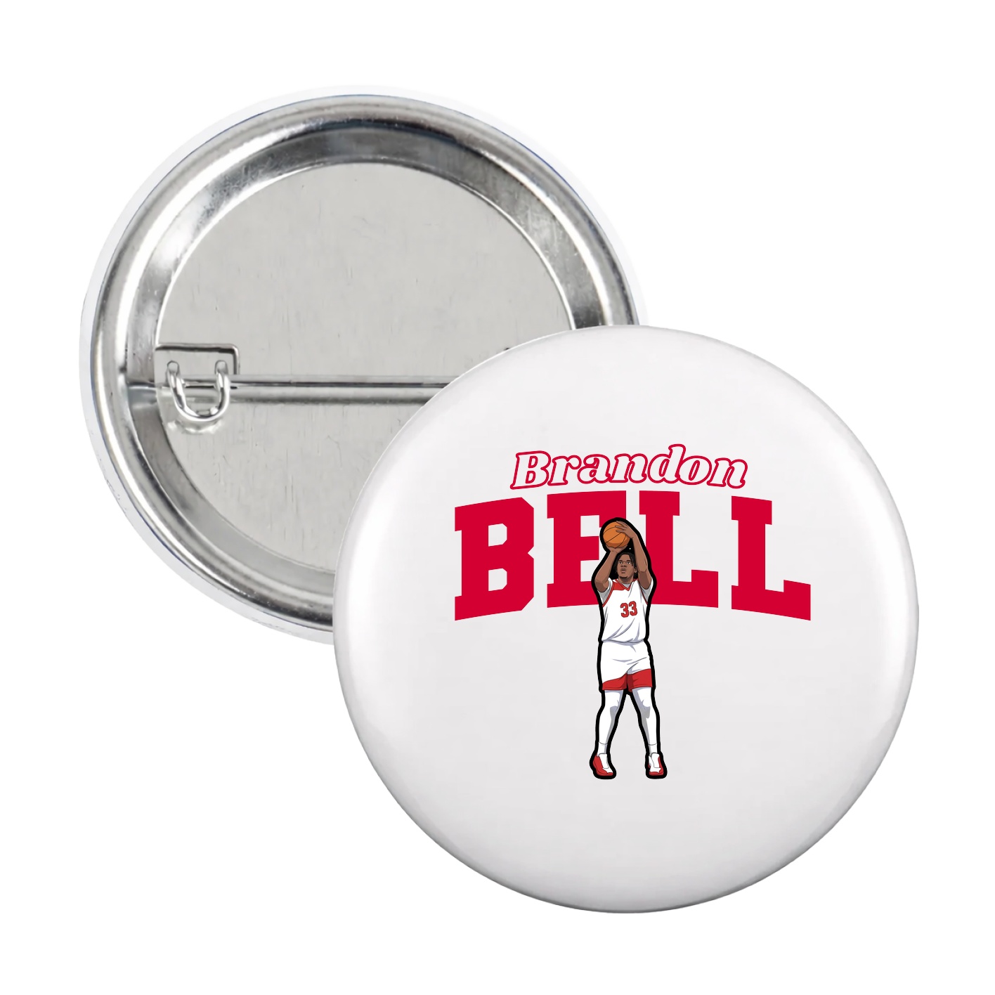 Game Day Button — Name Arch in White