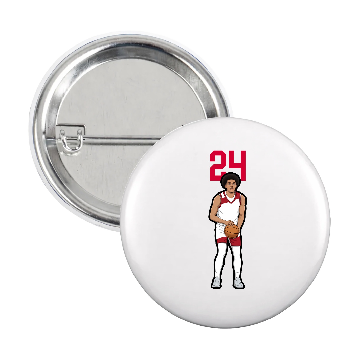 Game Day Button — Number Top in White