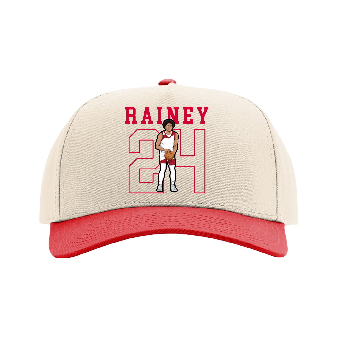 Full Fabric Five-Panel Champ Cap — Shirsey in Cream/Red