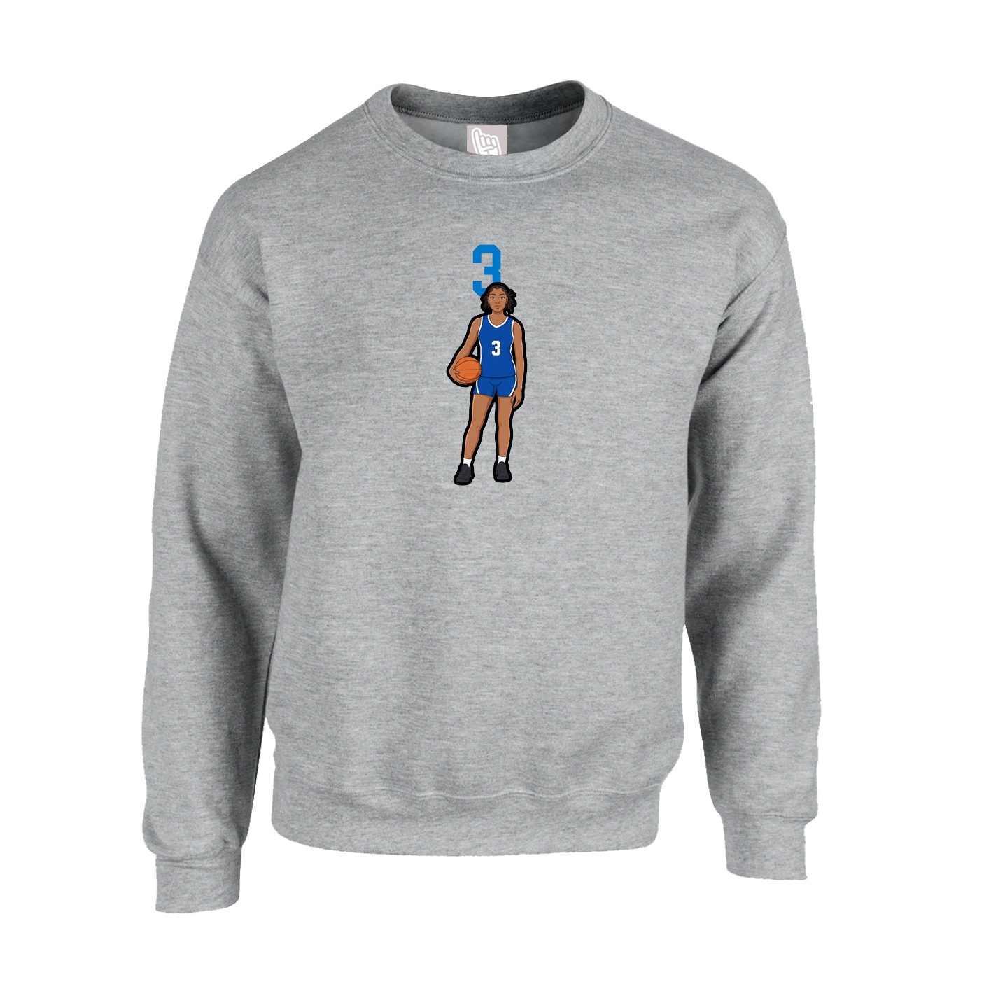 Fleece Crew — Number Top in Grey