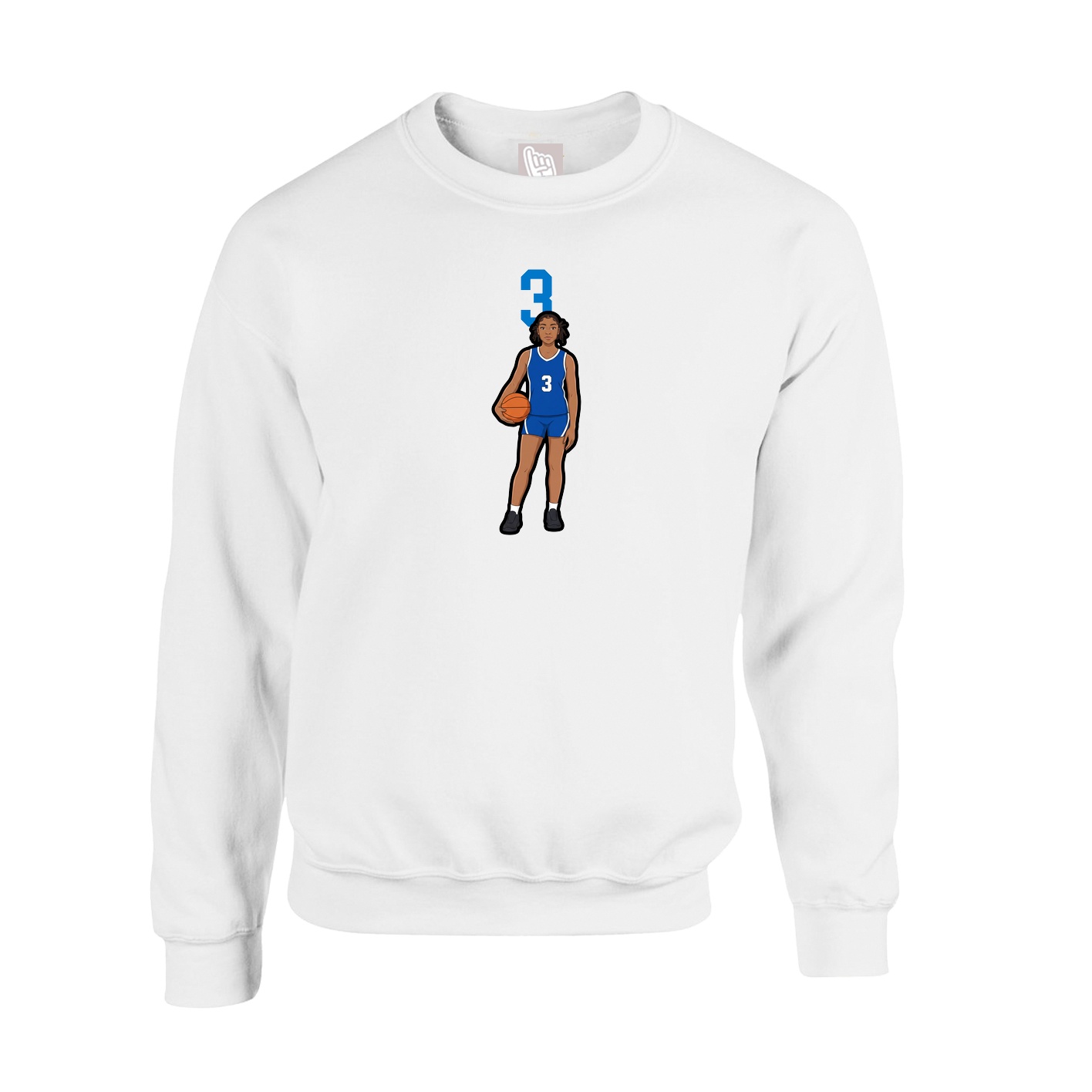 Fleece Crew — Number Top in White