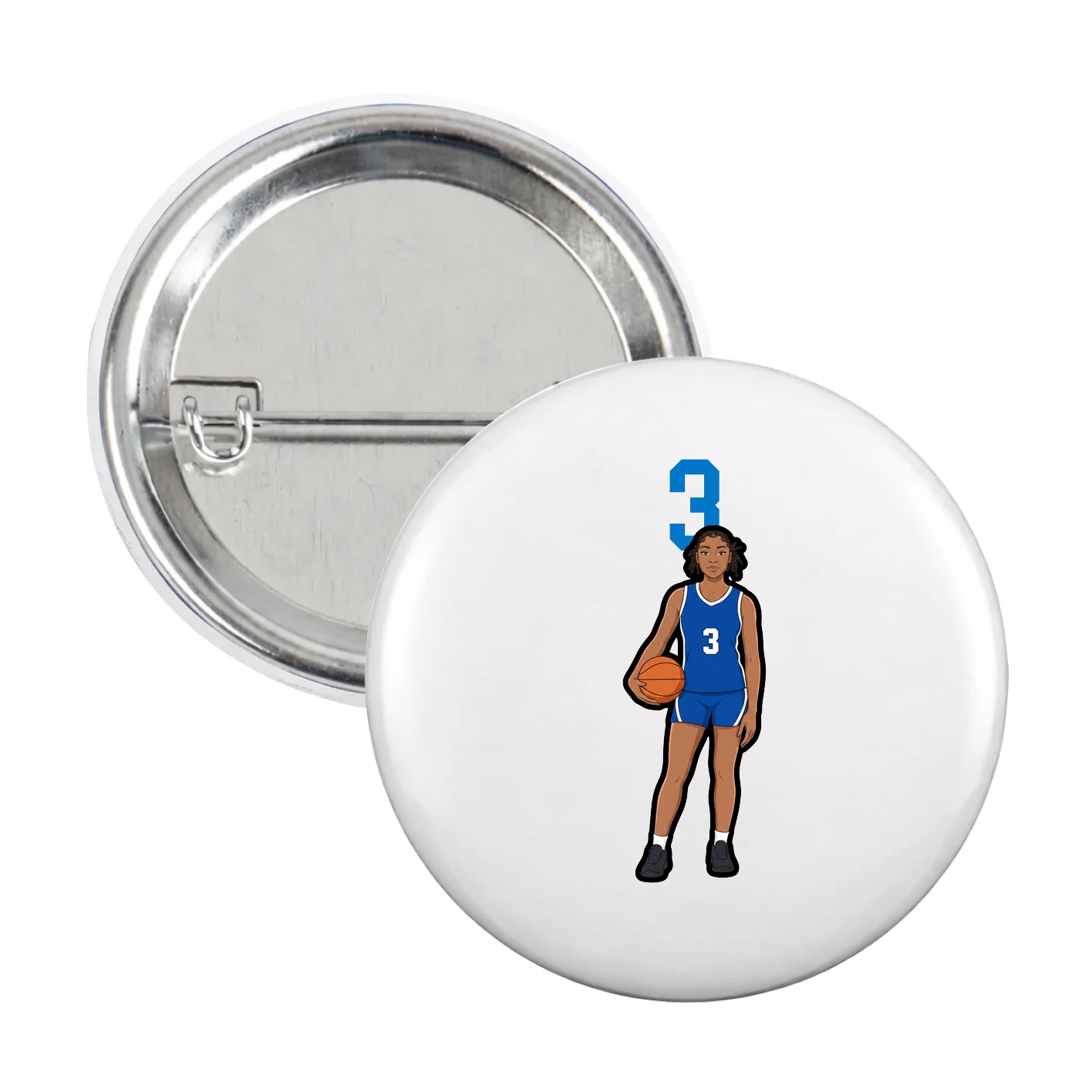 Game Day Button — Number Top in White