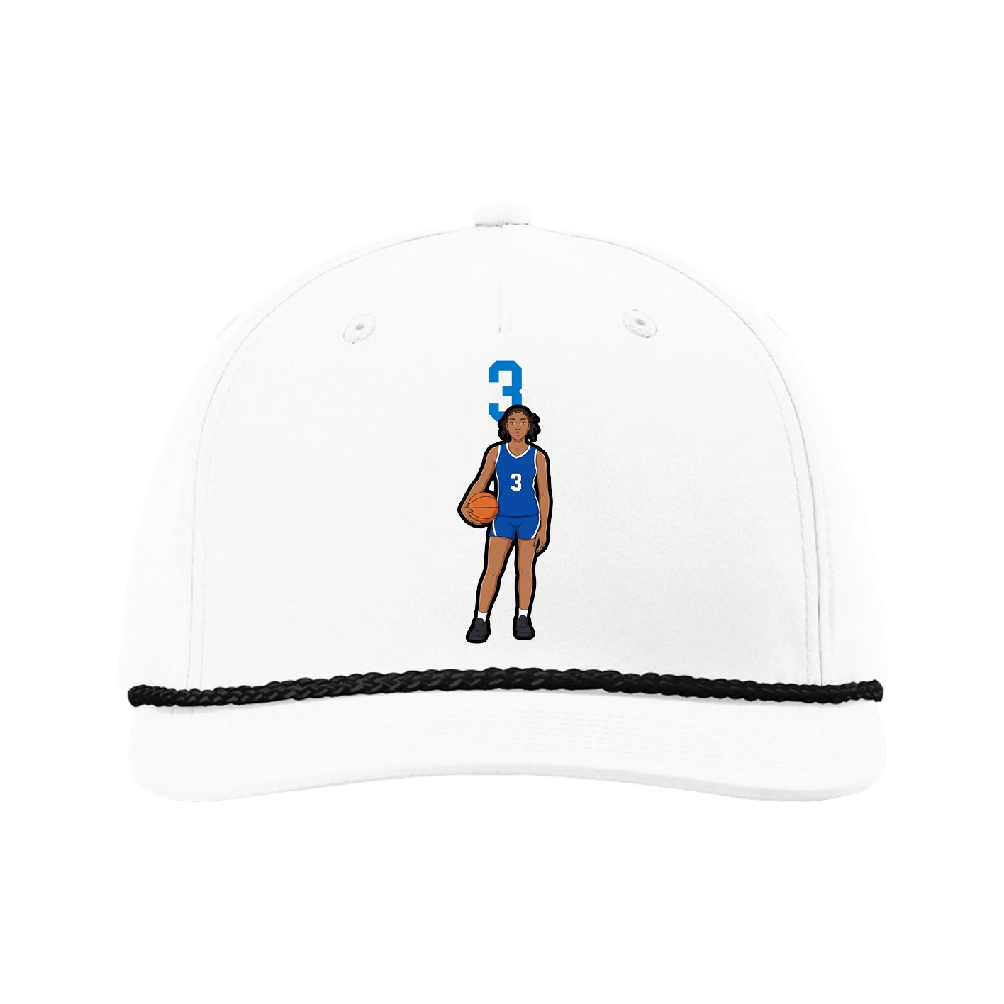 Five-Panel Classic Rope Cap — Number Top in White