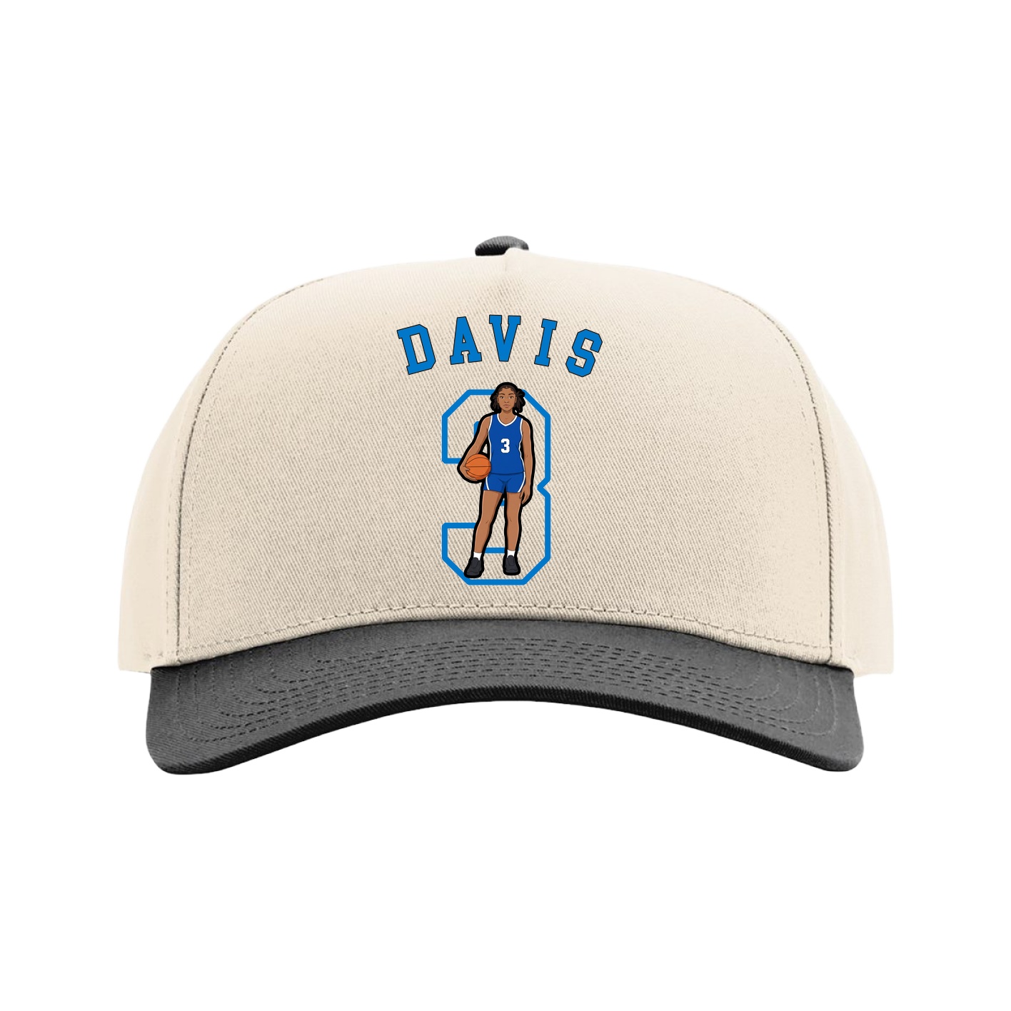 Full Fabric Five-Panel Champ Cap — Shirsey Arch in Cream/Black