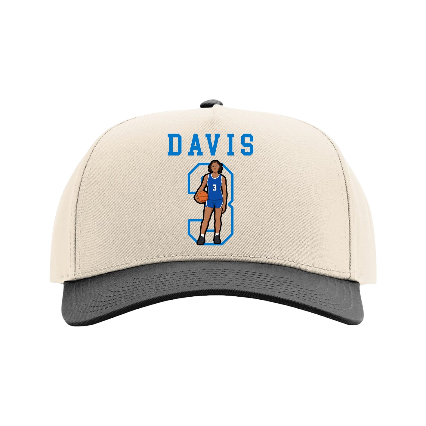 Full Fabric Five-Panel Champ Cap — Shirsey in Cream/Black