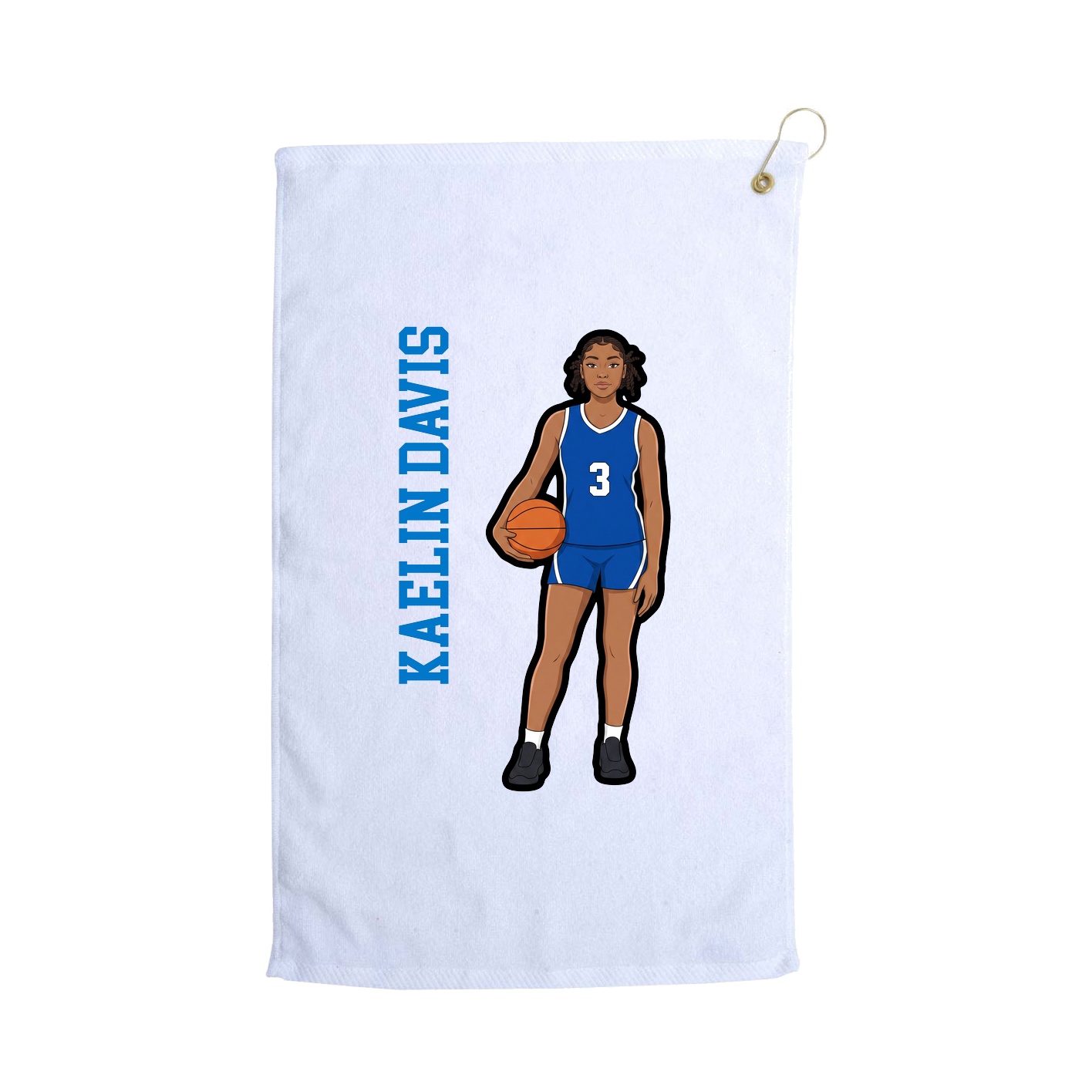 Golf Towel — Name Vertical in White