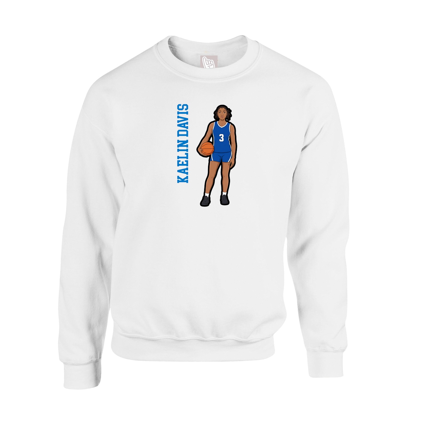 Fleece Crew — Name Vertical in White