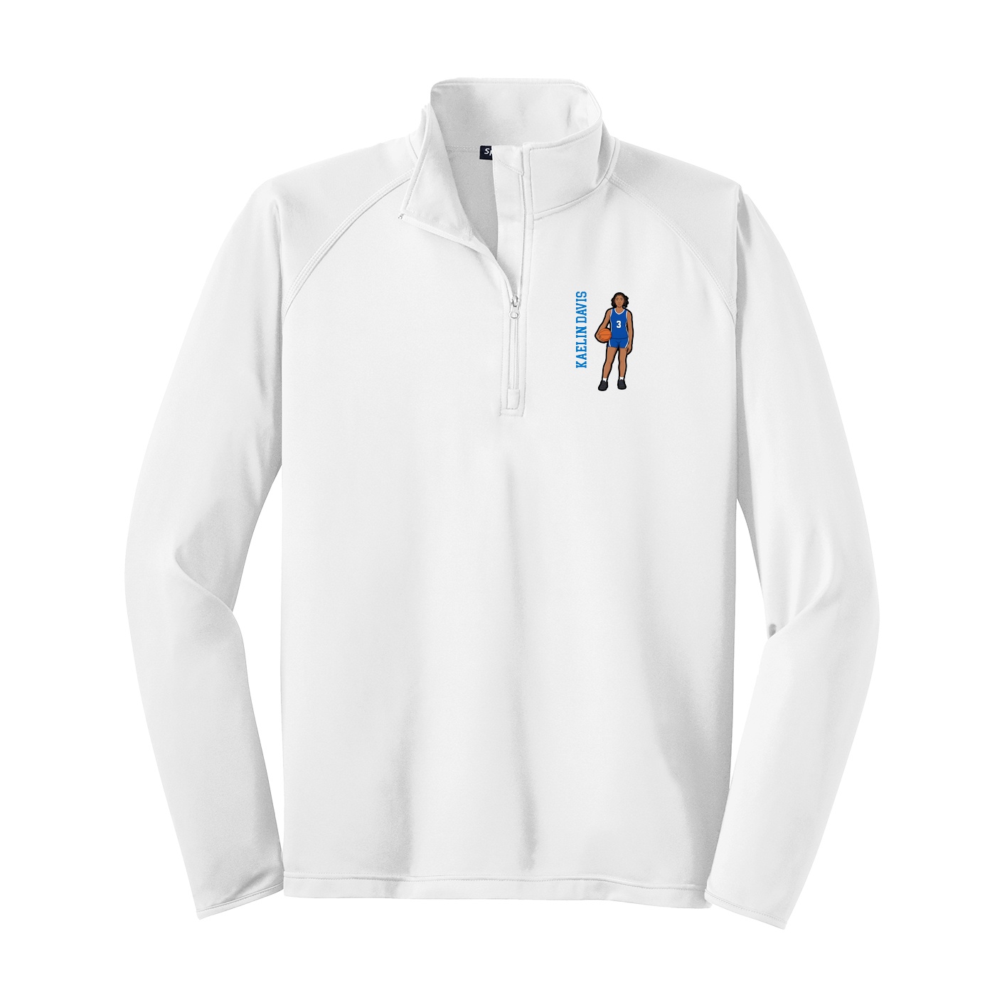 Q-Zip Pullover — Name Vertical in White