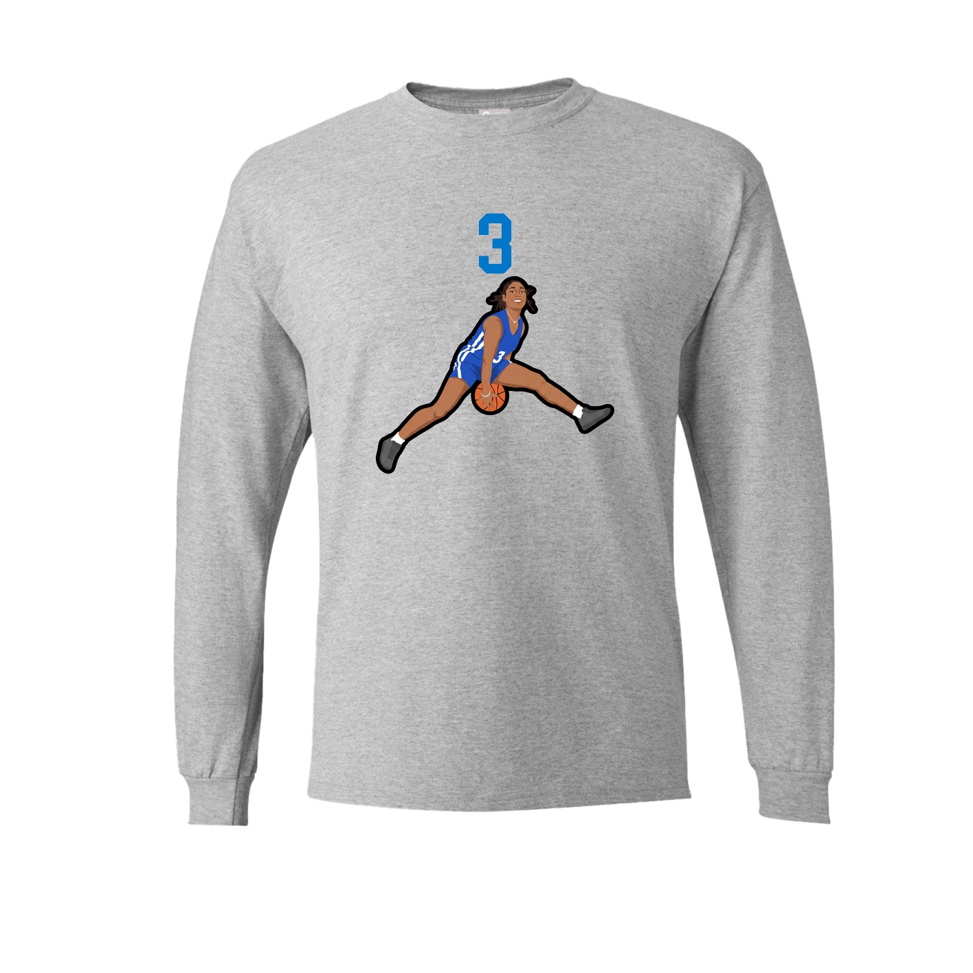 Long Sleeve Tee — Number Top in Grey