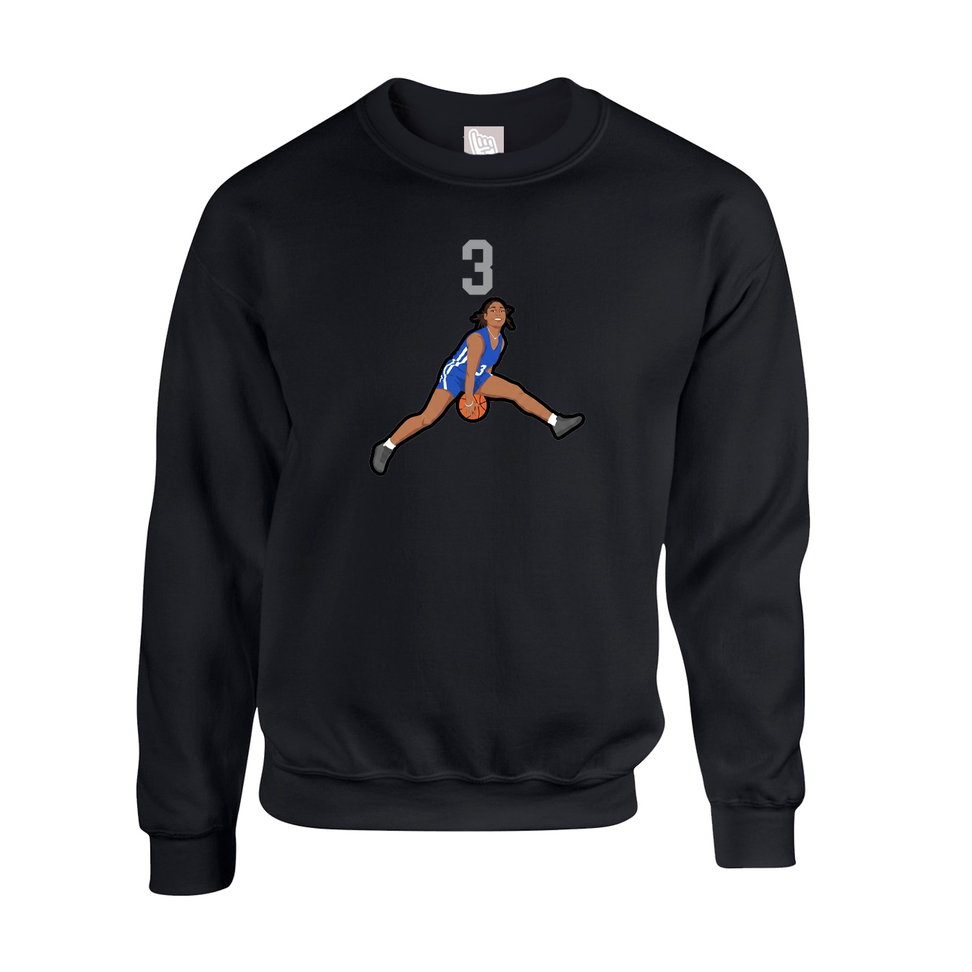 Fleece Crew — Number Top in Black