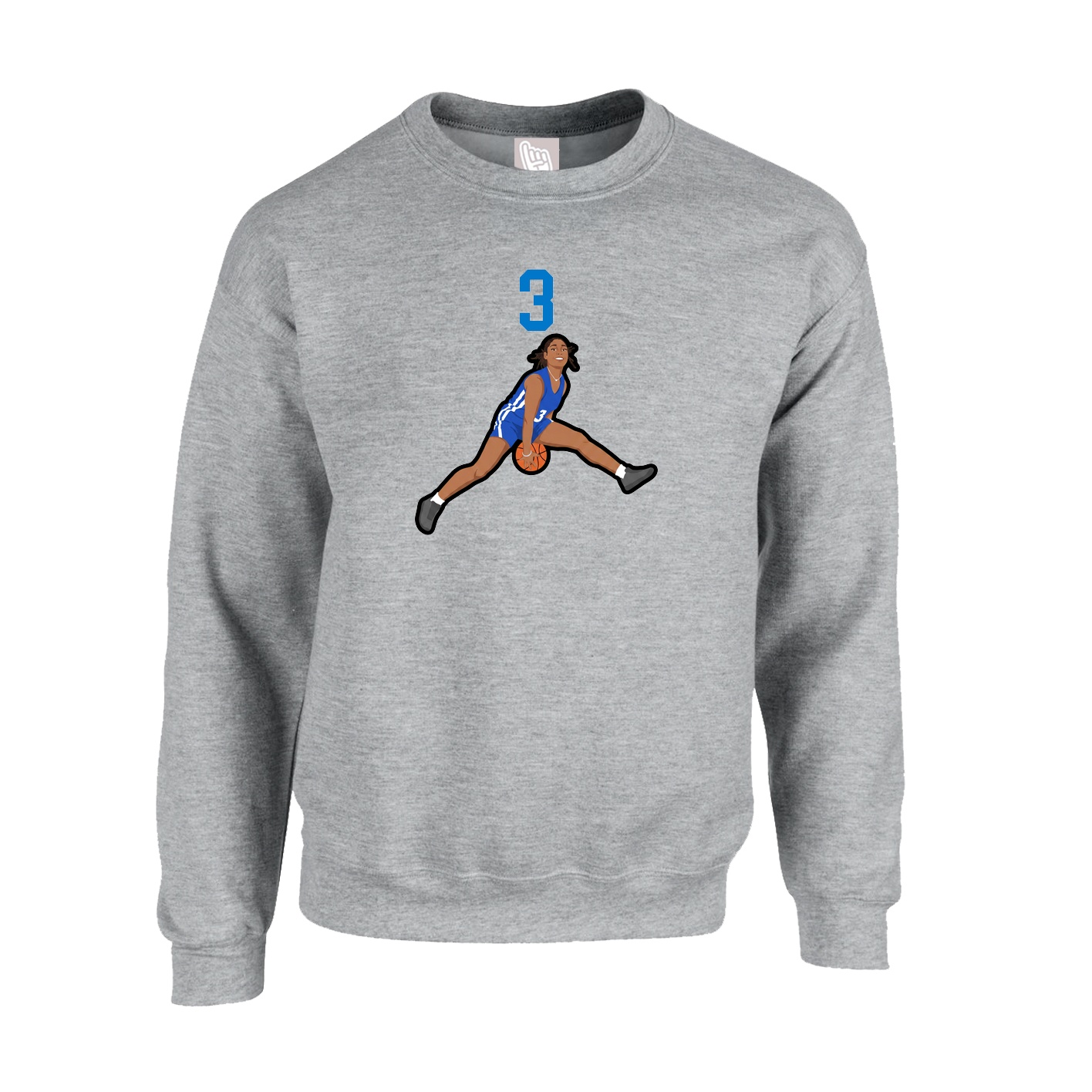 Fleece Crew — Number Top in Grey