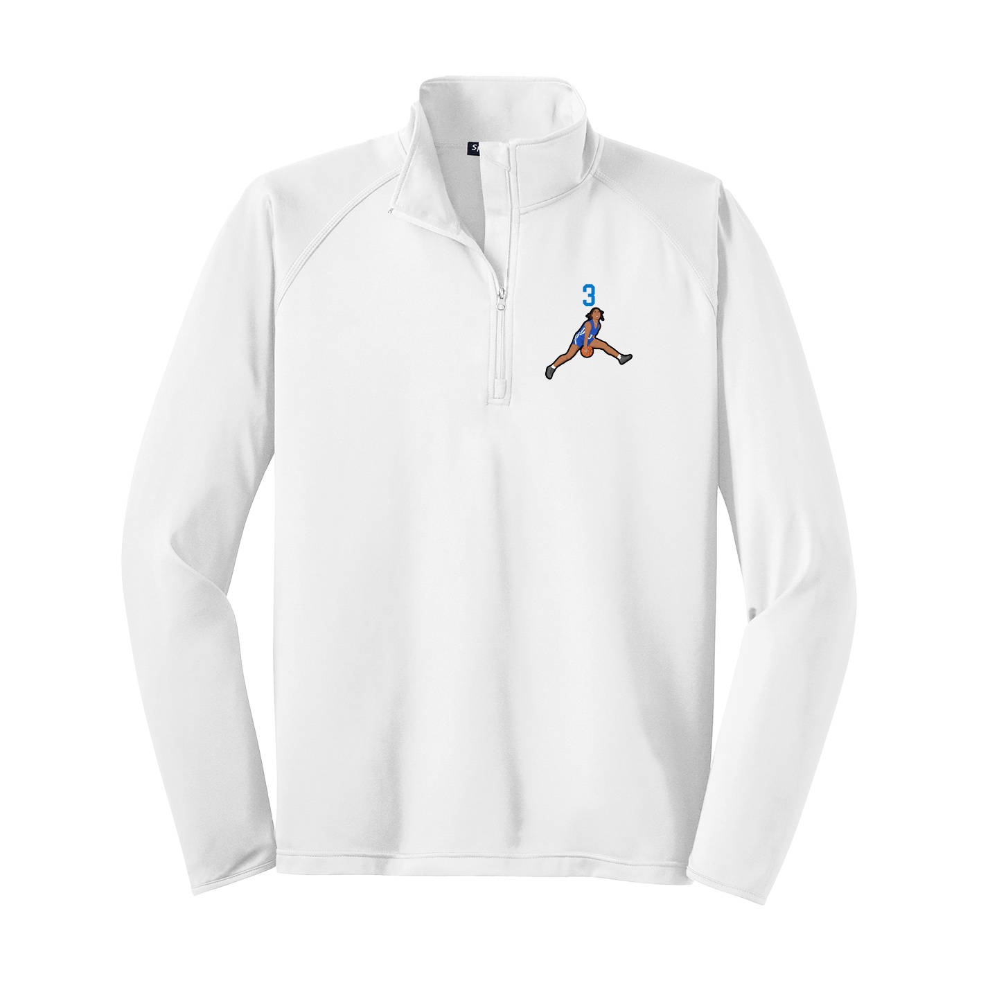 Q-Zip Pullover — Number Top in White