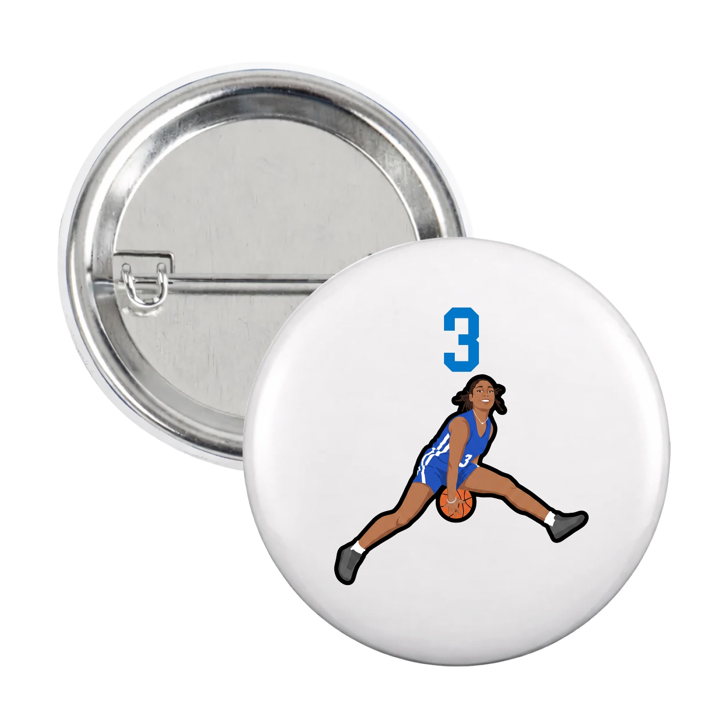 Game Day Button — Number Top in White