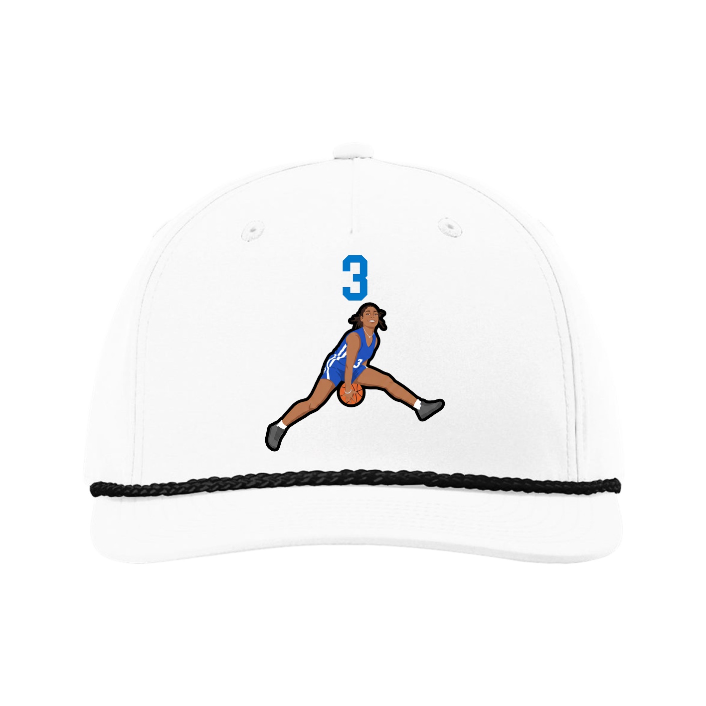 Five-Panel Classic Rope Cap — Number Top in White